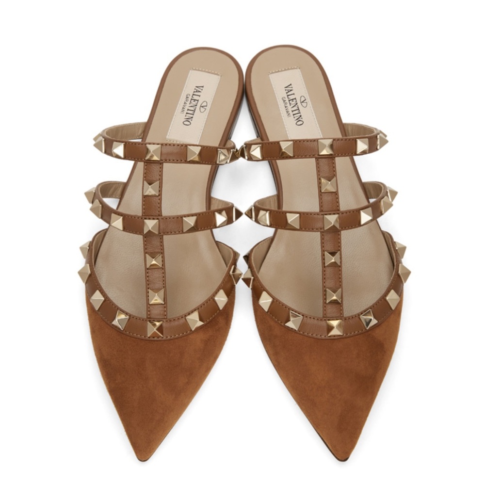 Valentino Suede Rockstud Mules